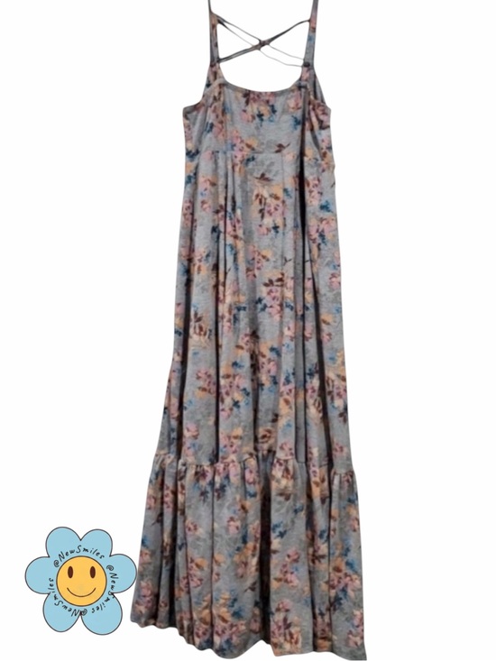 torrid Dresses & Skirts - torrid ~ Strappy Dress ~ Heather Gray w/ Flowers ~ Jersey Material ~ Ruffle Tier